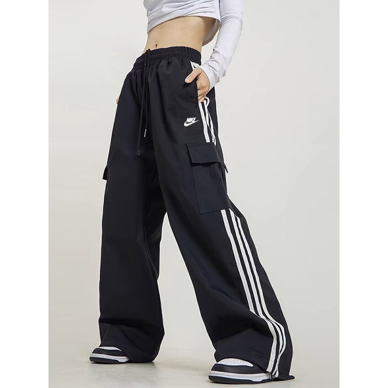 Summer Nike Loose-Fitting Wide-Leg Pants for Women and Men, Versatile Straight-Leg Cargo Pants, Lightweight Sports Pants for Couples