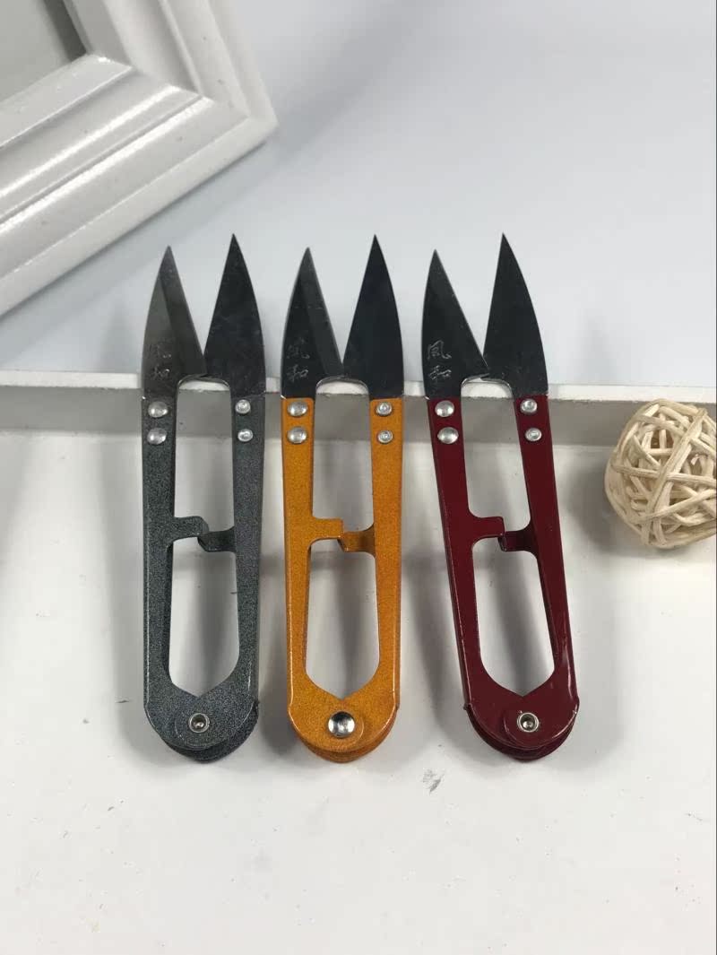 Crested and spring yarn scissor cross embroidered U shaped small scissor line cut large number spring yarn cut