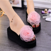 Minima flat heel slippers female summer fashion flowers with a Korean version outside wearing high heel sandals Casual Non-slip Beach Shoes