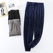 Island velvet autumn and winter loose pajama pants mens trousers home pants plus velvet coral velvet flannel 200kg plus size