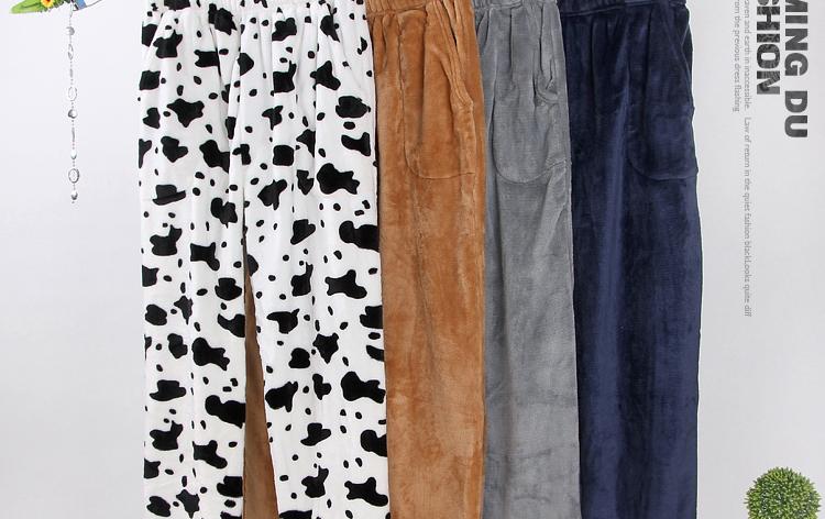 Mùa đông nam nữ flannel nhung nhung ngủ quần nhà nhà dày người yêu quần XL 200 kg lỏng sang trọng quần jean nam đẹp