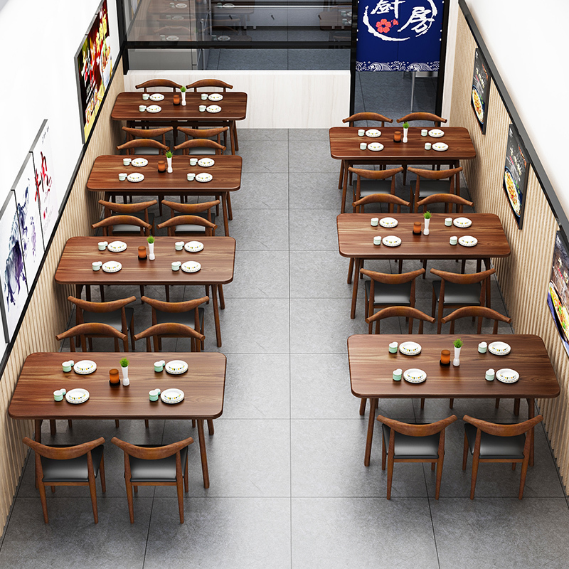 Simple Dining Chair Set with Rectangular Table for Hotel, Cafeteria, Noodle Shop, Wall-Mounted Dining Table, and Commercial Use in Cafes