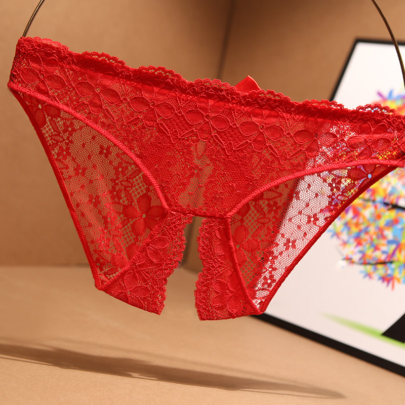 Open crotch panties women's rear entry free fork off slit hot transparent couple sexy temptation briefs sexy low waist T pants