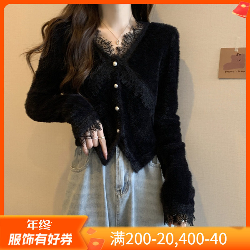 Big Code Autumn Winter Cover Tummy Pure Desire Wind Long Sleeve Undershirt Woman Fat sister Conspiculy Slim design Sensation Lace Blouse-Taobao