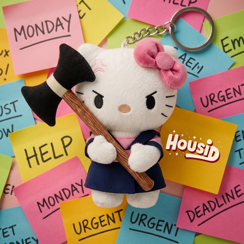 Japanese Housid Grumpy Hello Kt Cat Bag Pendant Keychain Plush Doll Toy Birthday Gift for Women