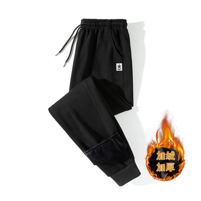 加绒款男士运动裤宽松直筒九分卫裤