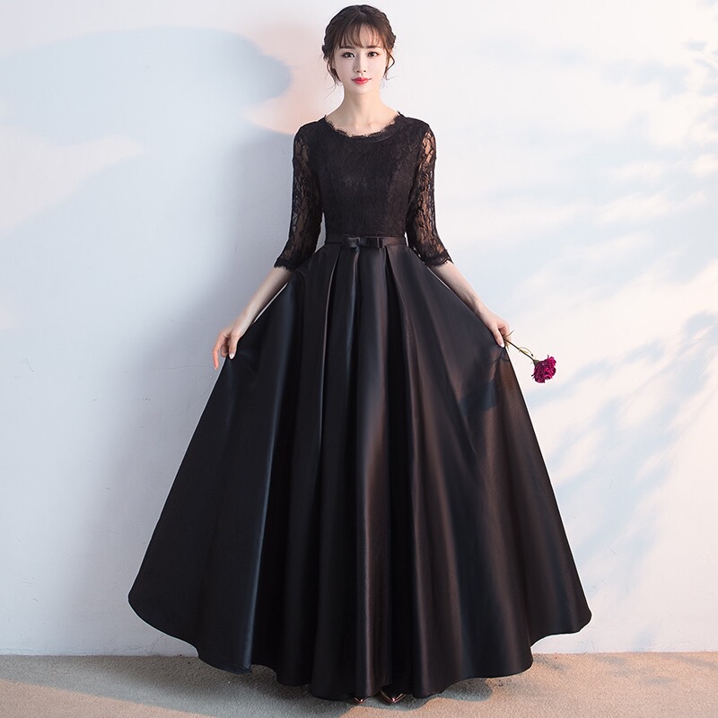 Student Piano Performance Black Evening Dress 2025 New Style Vocal Choir Stage Performance Elegant Slim Long Dress