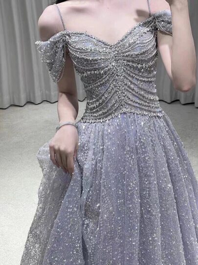 高级质感轻奢晚礼服2025新款气质重工主持人艺考比赛生日宴会长裙