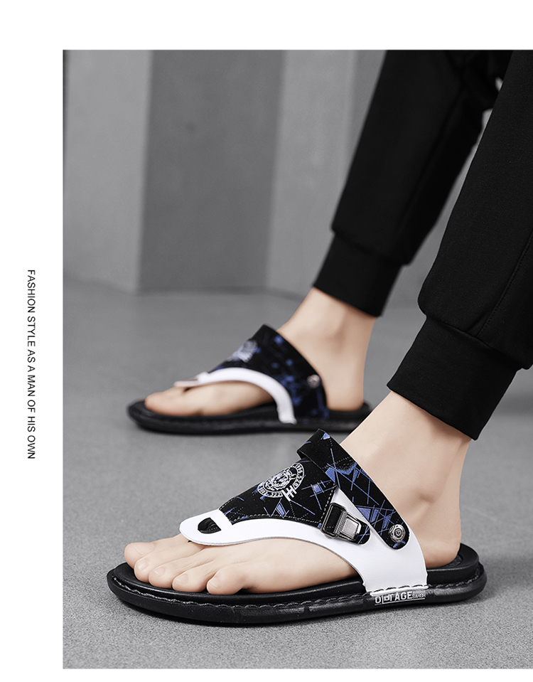 2023 Pantofole da uomo Tendenza estiva Capispalla Antiscivolo Resistente all'usura Infradito con suola morbida Sandali da spiaggia a doppio uso da uomo all'aperto_voghion.com