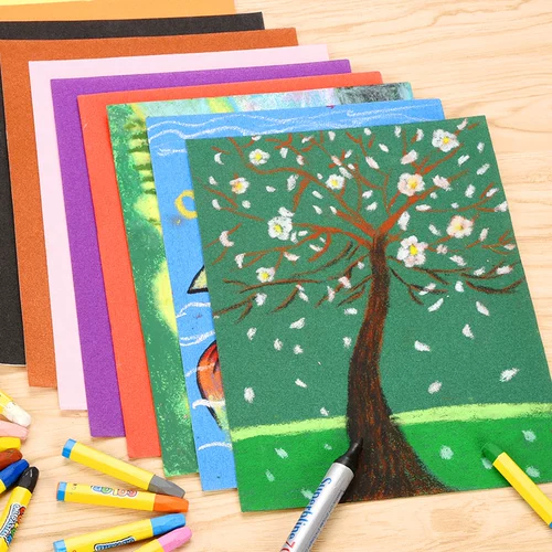 Цветной песок, бумага для рисования, детская черная масляная пастель для детского сада, раскраска, цветная бумага, граффити, оптовые продажи