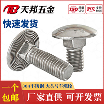 Authentic 304 stainless steel half round head square neck bolt shelving screw carriage bolt M12