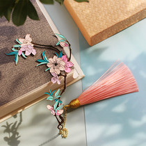 Peach Yaoyao color metal tassel classical flower creative art bookmark send teacher colleague gift gift box