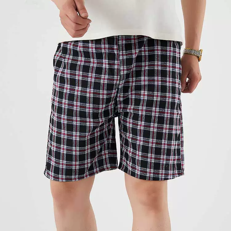 Mùa hè quần cotton nam kẻ sọc nhỏ quần short kẻ sọc nam quần rộng năm quần lớn 衩 nhà thường mặc quần nam quần đũi nam