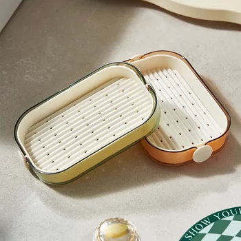 Transparent double-layered high-looking lidless pet soap dish large-capacity soap dish drainable dormitory soap dish