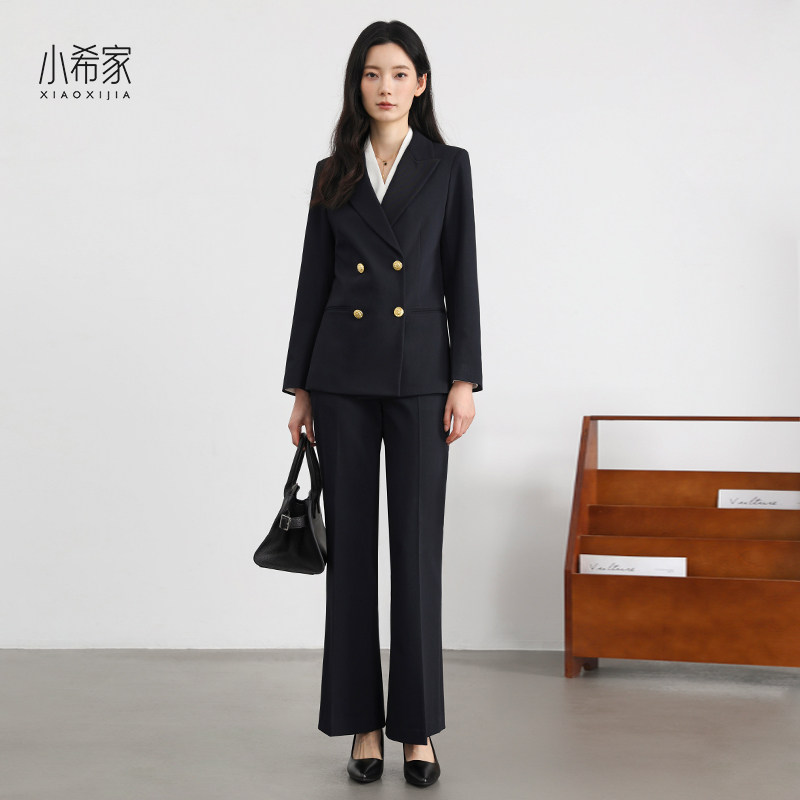 Черный костюм женский костюм 2025 осень новая профессиональная пригородная официальная одежда с поясом для студентов колледжа, пиджак для собеседования, костюм