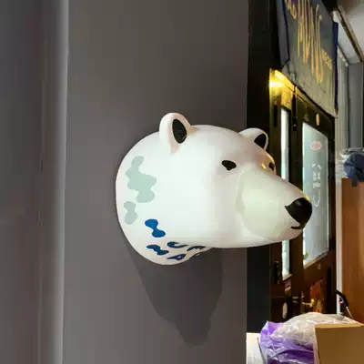 Spot human made polar bear head hanging wall accessories creative animal soft clothing pendant ornaments