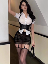 jk uniform pure desire waist white shirt womens college style slimming hip skirt hot girl long-sleeved bottoming top