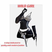 MUYI European and American hot girl BAO WEN mesh splicing suspender dress female nightclub dancing girdle sexy hip-covering skirt