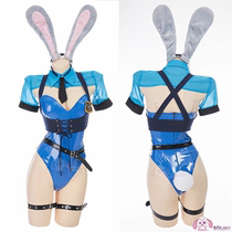 Bar Gogo performance costume Rabbit Chief Crazy Zootopia Bunny Girl DS female blue patent leather new