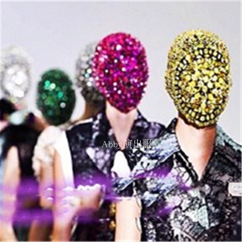 Nightclub Bar Ds Men Gogo Women Gogo Demonic Men's Masked Seven Colorful Heads Decorated With Fluorescent Party Performances Drill Bits