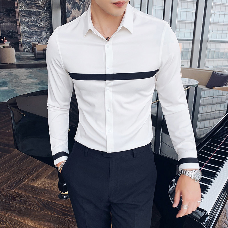 Tide Cards Spring Long Sleeves White Shirt Men 2022 New Korean version Leisure inch Shirt Business Ironing-free shirt