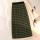 Knitted skirt women's autumn and winter 2022 new plaid high waist slimming mid-length straight woolen skirt winter skirt