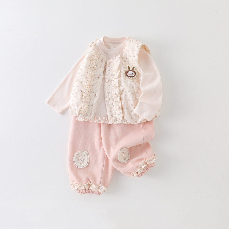 Girls' Outfit for Spring and Autumn, Cute Princess Three-Piece Set, Stylish Base Layer Vest, Thin Cotton for Late Autumn Girls' Outfit for Spring and Autumn, Cute Princess Three-Piece Set, Stylish Base Layer Vest, Thin Cotton for Late Autumn