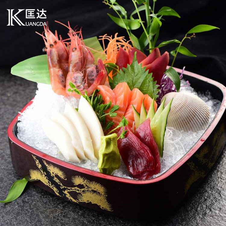 Square Sushi Barrels Day Style Ice Town Sashimi Dish Cuisine Box Refreshment Box Day Style Cutlery Pine Flowers Sushi Basin