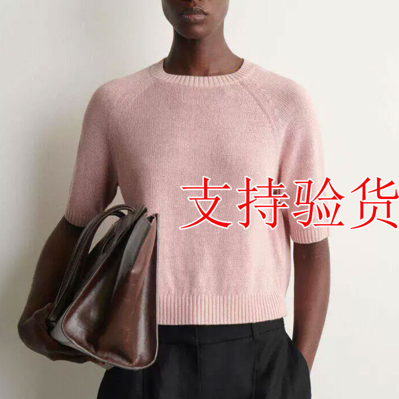 Original Cs Women's Clothing Standard Fit Linen Round Neck T-Shirt Pink 2026 Summer New Product 1331965002