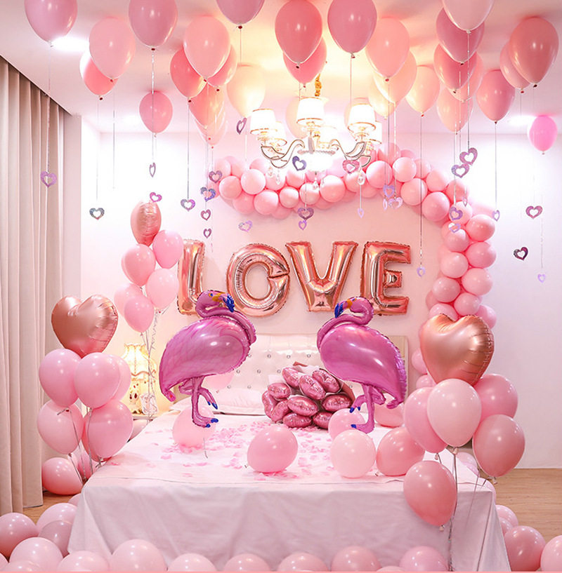Netred romantic Makaron Marriage Room with balloon suite wedding products decorated pink girl heart bedroom