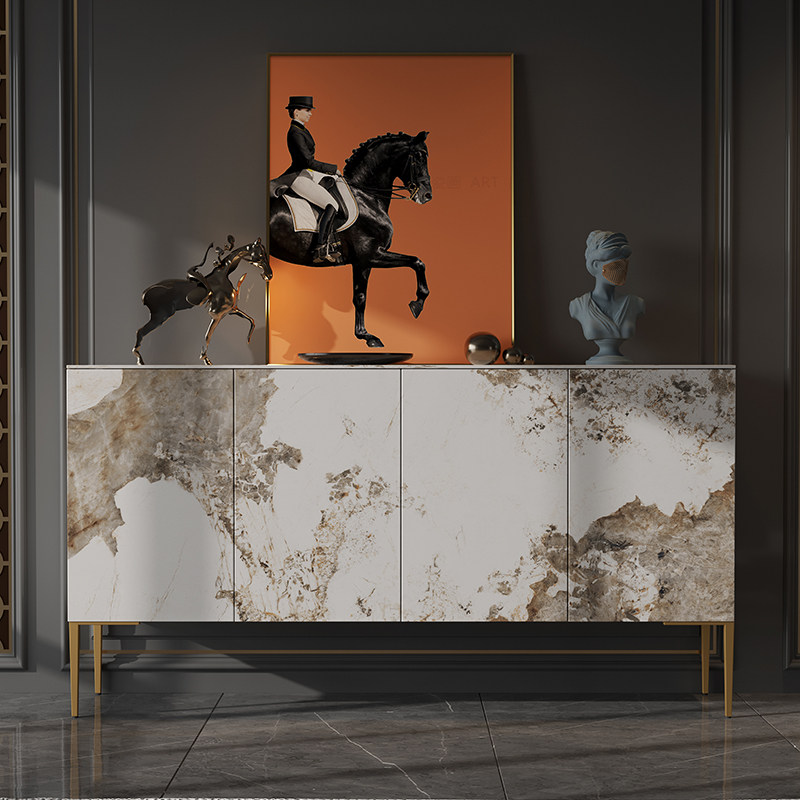 Willy-style Rockboard Xuan Guan Cabinet Light Lavish Dining Side Cabinet Modern Minimalist Decorative Cabinet Home High-Footed board Shoes Cabinet-Taobao