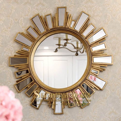 Eurostyle Genguan Decorative Mirror American Classical Fireplace Hanging Mirror Living Room Dining Side Round Mirror Art Sunglasses Background Wall