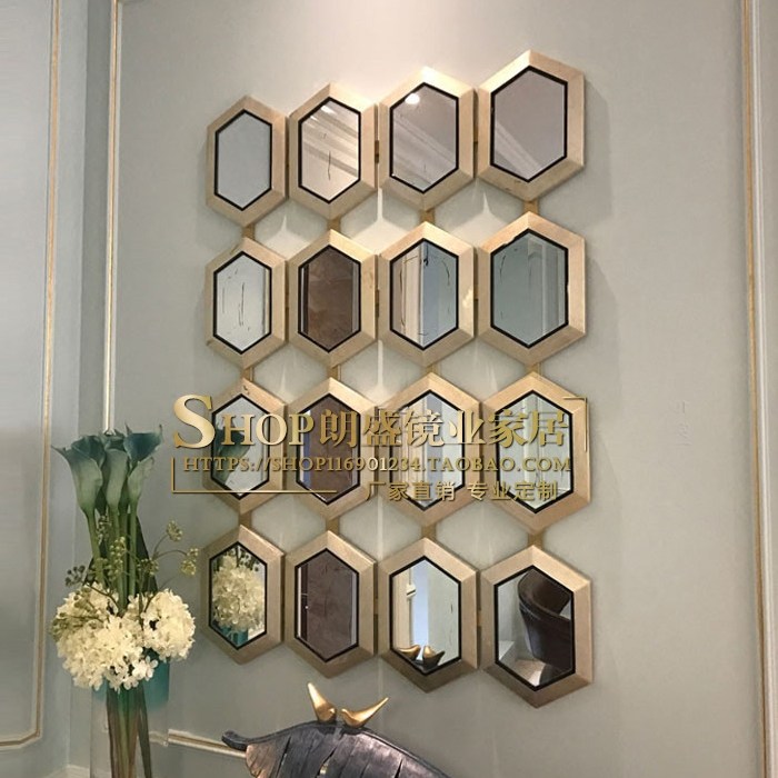 Eurostyle light extravaganza Wall-mounted Composition Mirror American Living-room Sofa Creative Background Wall Dining Hall Decoration Mirror