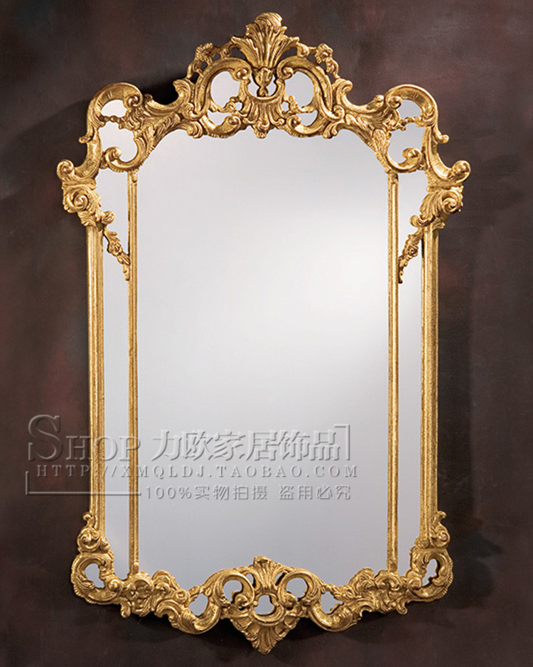 European luxury golden bathroom mirror bathroom mirror makeup room makeup makeup mirror classical background wall decoration mirror