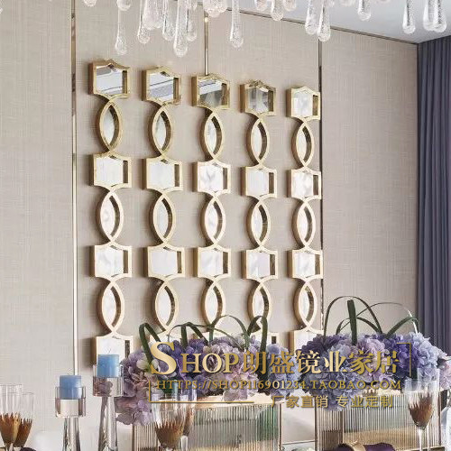 American Classical Art Wall-mounted Combined Mirror Eurostyle Living Room Genguan Background Wall Dining Side Mirror Sofa Wall Mirror