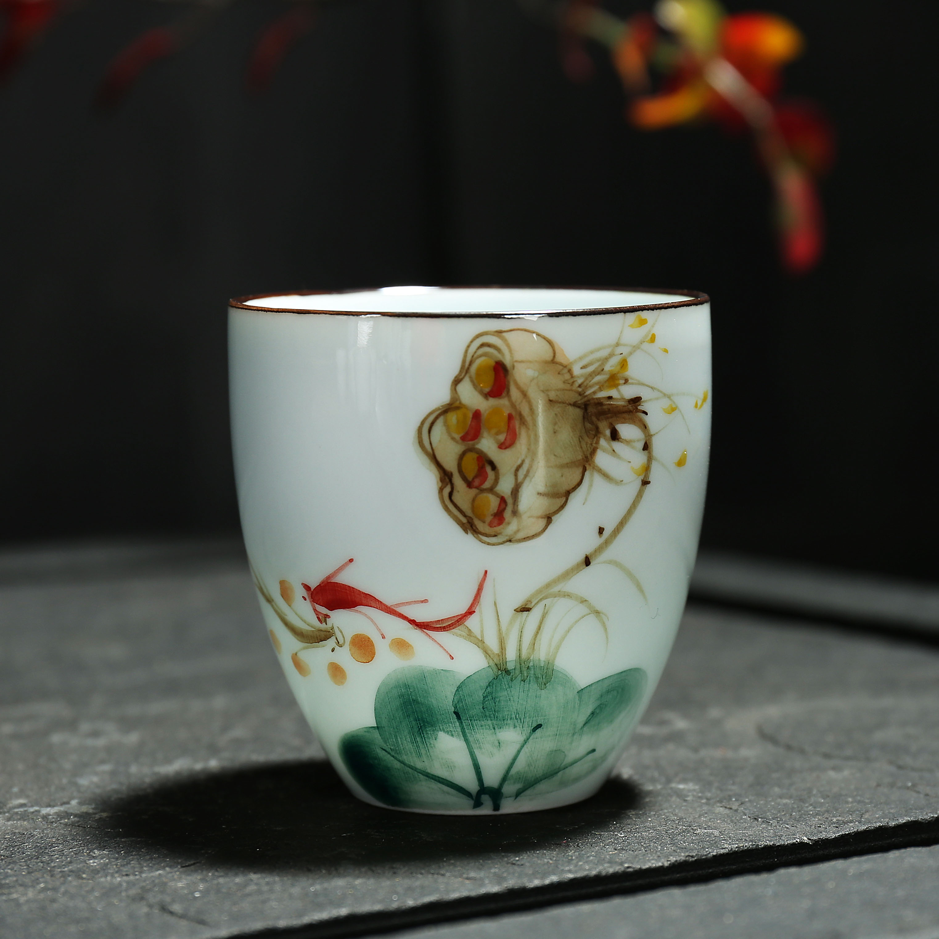Đồ gốm cổ Trung Quốc vẽ tay hai hoặc hai ly rượu vang trắng đặt ly nướng ly uống rượu đặt hầm rượu nhỏ - Rượu vang ly vang