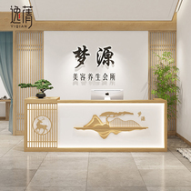 New Chinese style retro bar restaurant hotel tea house solid wood cashier health center front desk reception desk clothing counter