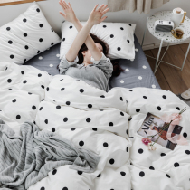  Simple cotton four-piece set Cotton bedding Double bed single quilt cover Single student dormitory three-piece set 1 2m