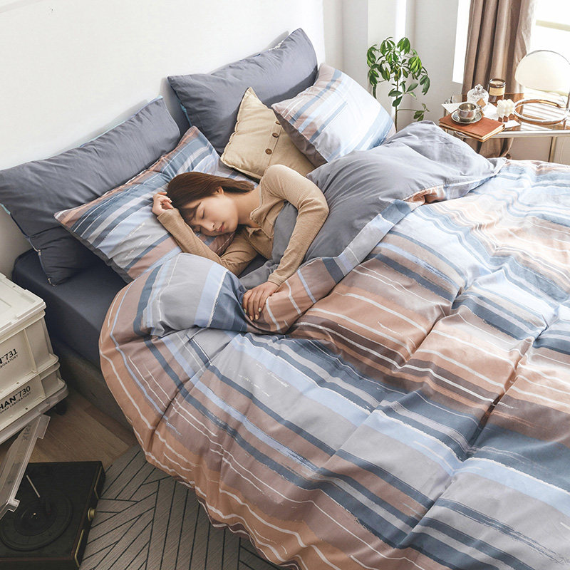 Extremely minimalist lukewarm wind all-cotton pure cotton 4-piece bed bedding bed linen bed Gasawara Luxurious Dormitory Three Sets