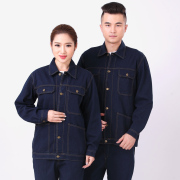 Hàn quần áo làm việc denim thiết lập mùa thu và mùa đông nam thợ hàn bảo hộ lao động quần áo dày trang web ủi quần áo làm việc chịu mài mòn