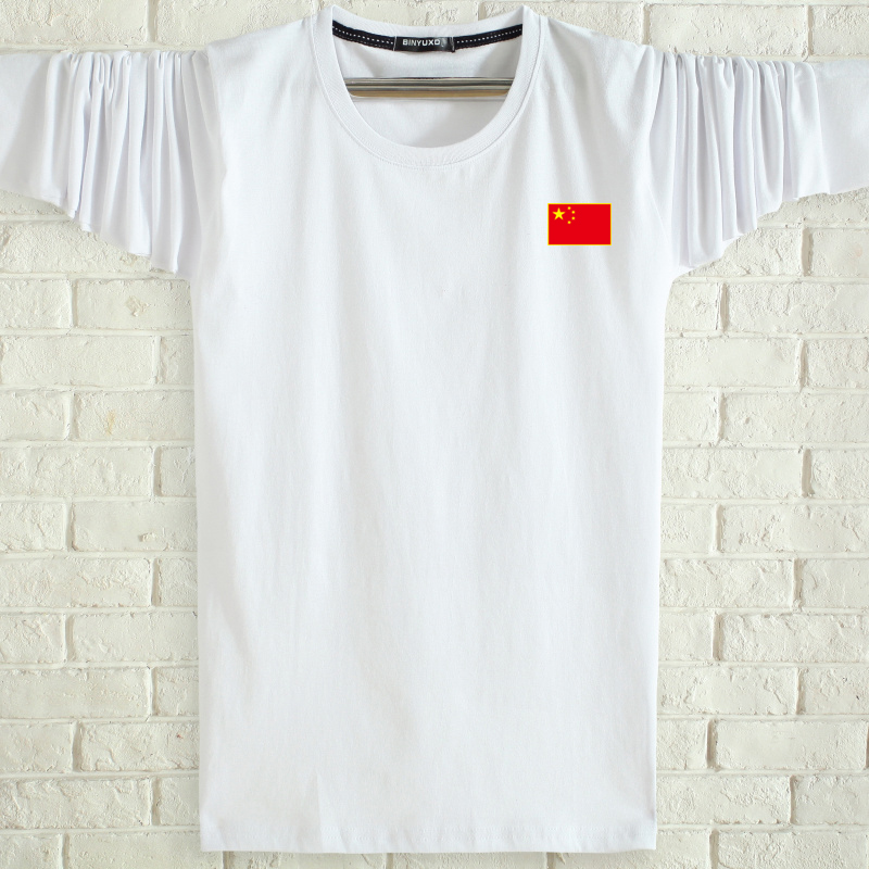 Đặc biệt hàng ngày mùa thu thanh niên tay áo dài tăng cờ nam áo thun lực lượng đặc biệt áo cotton nam chạm đáy áo thun trắng áo form rộng nam cá tính