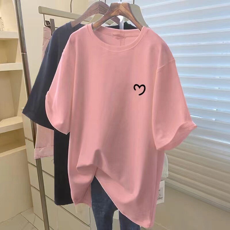 Pair It with Shark Pants, Pure Cotton Short-Sleeved T-Shirt for Women, 2026 New Style, Mid-Length, Plus Size, Loose Casual Top, Summer Trend Pair It with Shark Pants, Pure Cotton Short-Sleeved T-Shirt for Women, 2026 New Style, Mid-Length, Plus Size, Loose Casual Top, Summer Trend