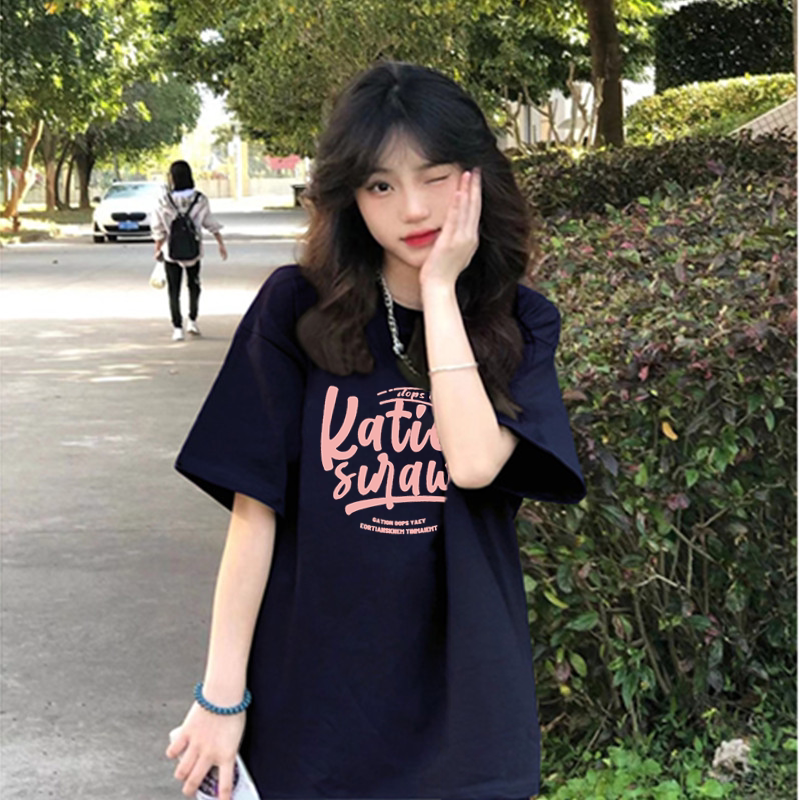 Big Kids' Pure Cotton Short-Sleeve T-Shirt, Girls' Summer Wear, 2026 New Style, Loose Casual Top for Middle and High School Students Big Kids' Pure Cotton Short-Sleeve T-Shirt, Girls' Summer Wear, 2026 New Style, Loose Casual Top for Middle and High School Students