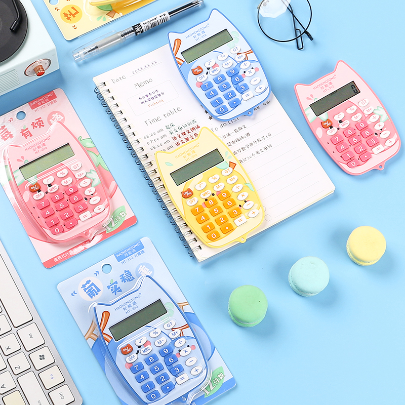 Mini-style cartoon calculator student portable with small number candy color counter 7 Number of battery computer