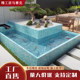 Swimming pool crystal glass mosaic tile flower bed fish pond bathroom non-slip small square floor tiles custom puzzle