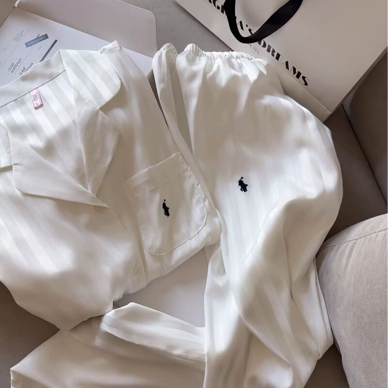 Yase195【High-End Little Horse】Spring New Pajamas, Ice Silk Stripes, Light Luxury, High-End Feel, Lazy Old Money Style Yase195【High-End Little Horse】Spring New Pajamas, Ice Silk Stripes, Light Luxury, High-End Feel, Lazy Old Money Style