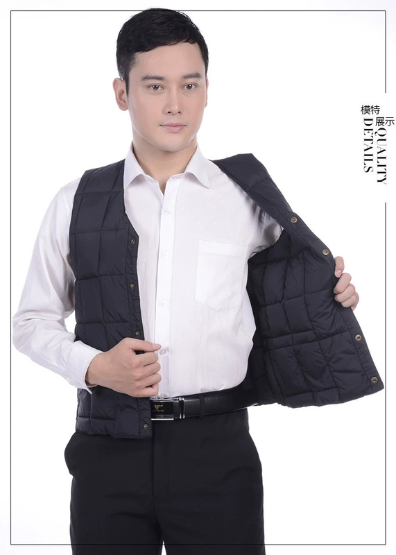 Áo vest cotton mùa thu và mùa đông nam trung niên cotton xuống vai áo vest cotton ấm áp mặc bố dày áo ghi lê