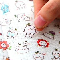 Mask Sticker hipster Creative Long Grass Small Maruko Cute Transparent Diary Decorative Sticker Set Korea