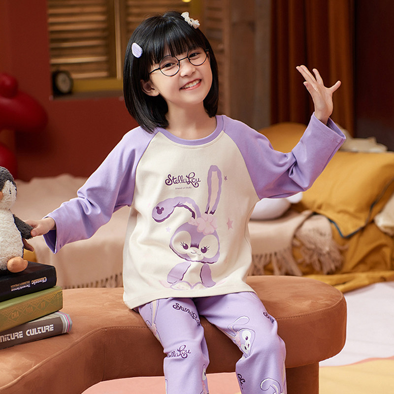 Girls' pajamas spring and autumn pure cotton long-sleeved thin section Xingdelu cartoon girl princess children middle-aged and older children's home clothes 12