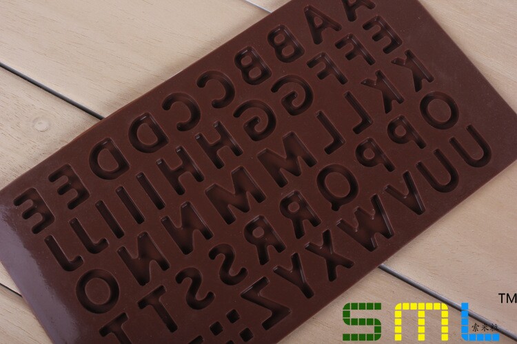Tự làm khuôn sô cô la silicone rắn nhiệt độ cao siêu dễ thương bảng chữ cái tiếng Anh khuôn làm bánh flan